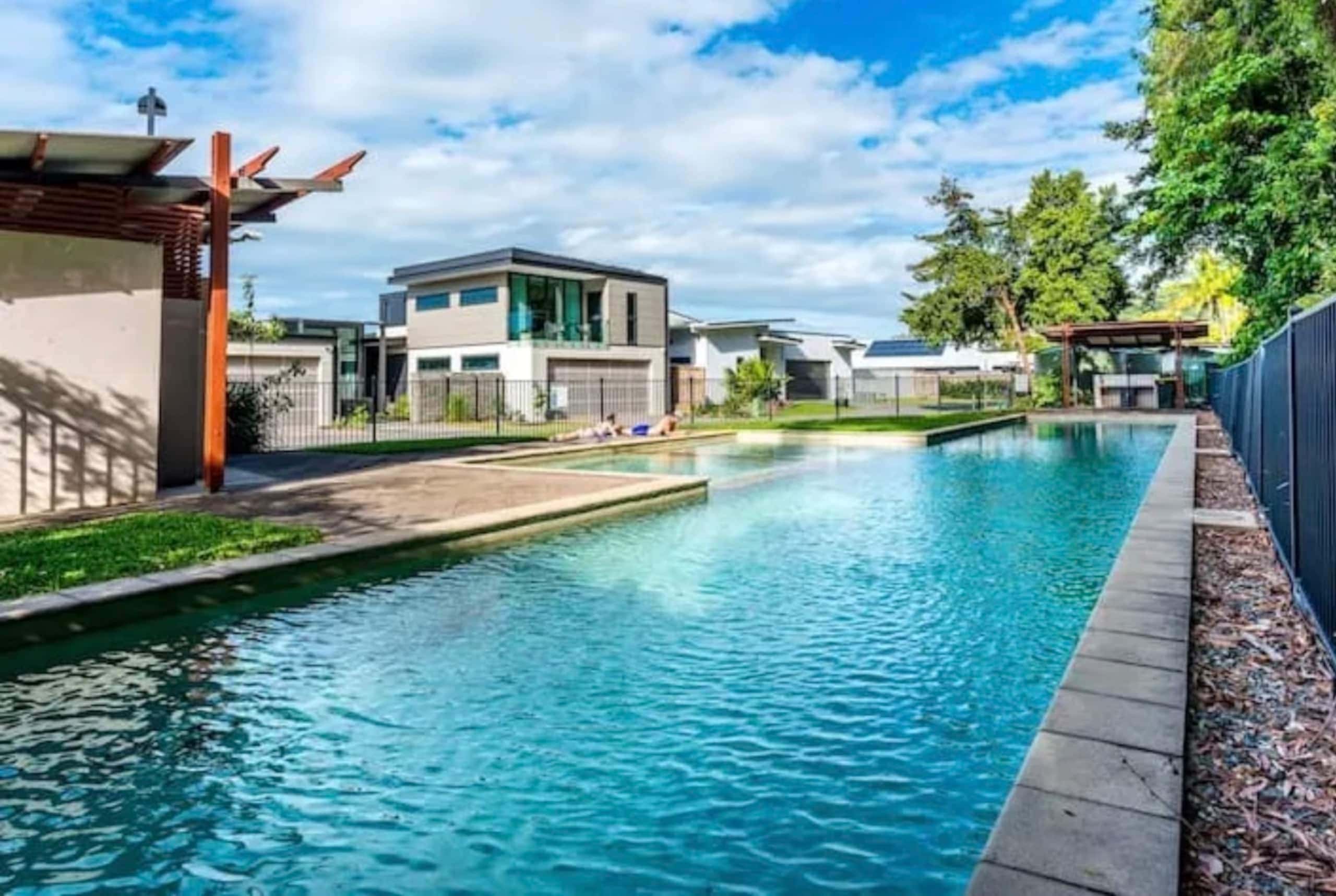 The estate 25 metre lap pool and spa shared by residents and guests